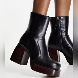 ASOS leather boots wide fit size 9